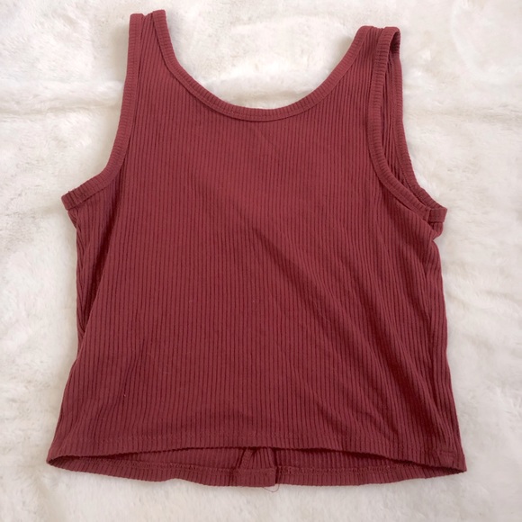 Garage Maroon Tank Top with Buttons - Picture 2 of 4